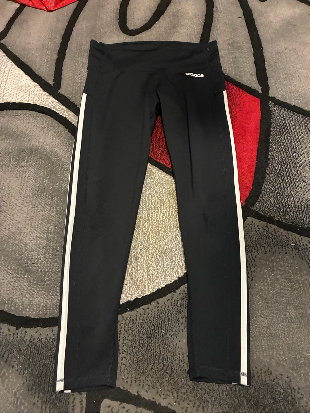 adidas Black Leggings with White Side Stripes for Kids